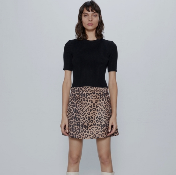 Zara faux suede printed skirt - Picture 4 of 6
